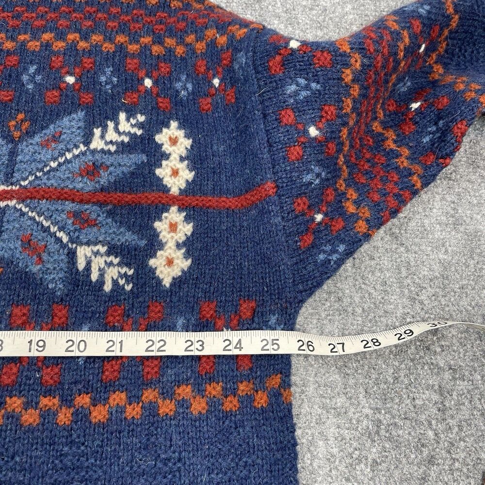American Eagle Hand Knit 100% Shetland Wool Sweater Mens XL Fair Isle Snowflake - Picture 6 of 9